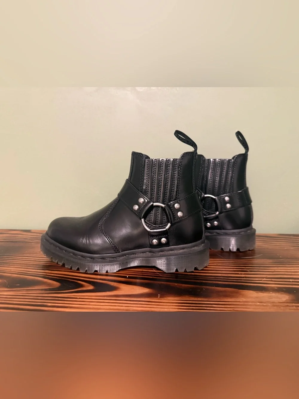 Dr. Martens Black Leather Harness Analine Boots - Picture 2 of 11